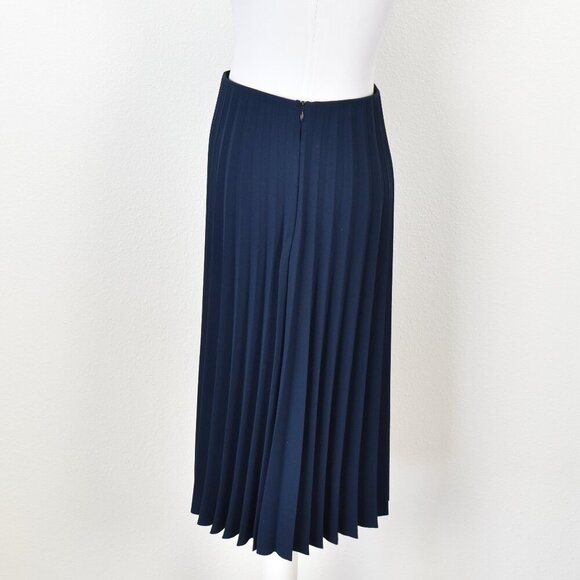 Everlane Pleated Navy Blue Midi Skirt - 2 - Picture 4 of 8